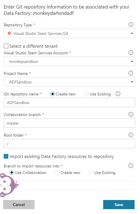 ADF setup git repo