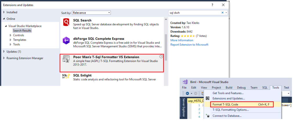 VS2017 - Poor Mans TSQL Formatter