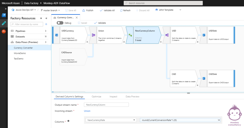 ADF Data Flow - Currency Converter