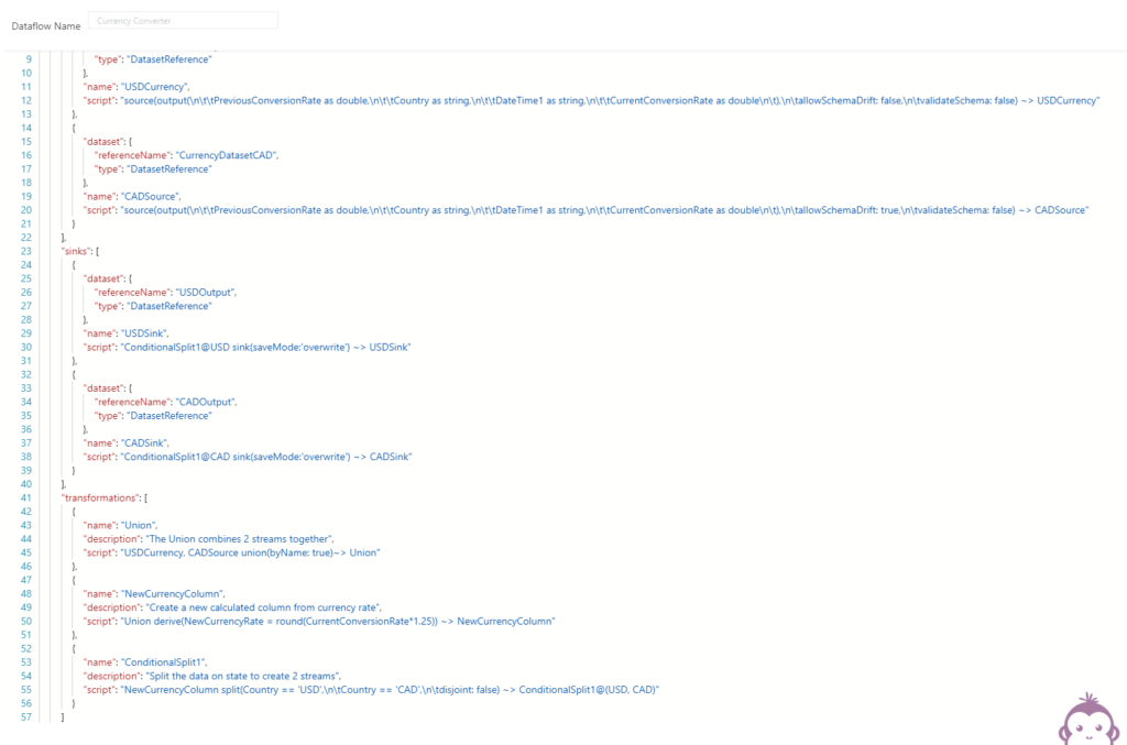 ADF Data Flow - Currency Converter code