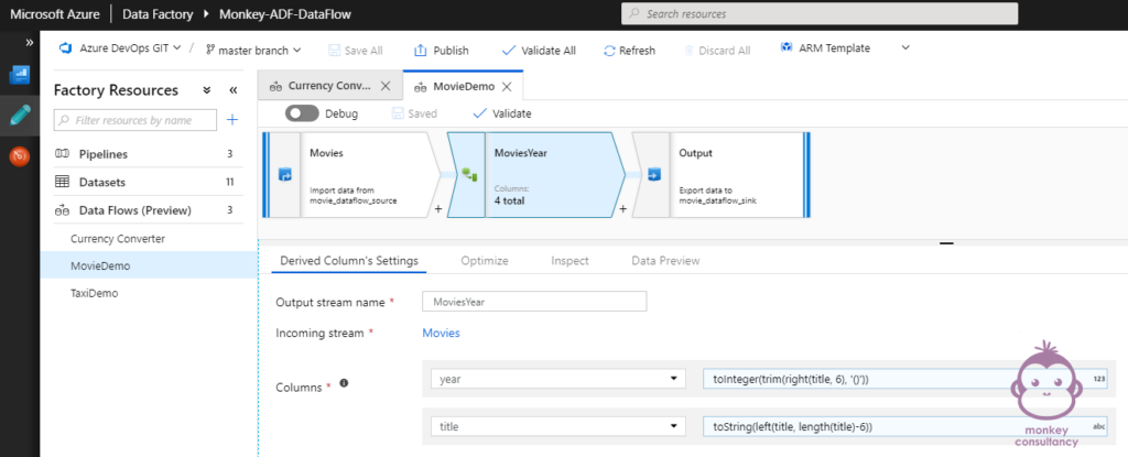 ADF Data Flow - MovieDemo