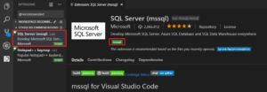 VSCode - SQL Server mssql extension